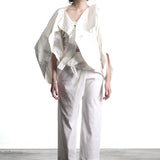 Issey Miyake women's 7/8 trousers with high waist beige