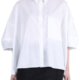 Rundholz Damen Bluse Baumwolle oversized weiß