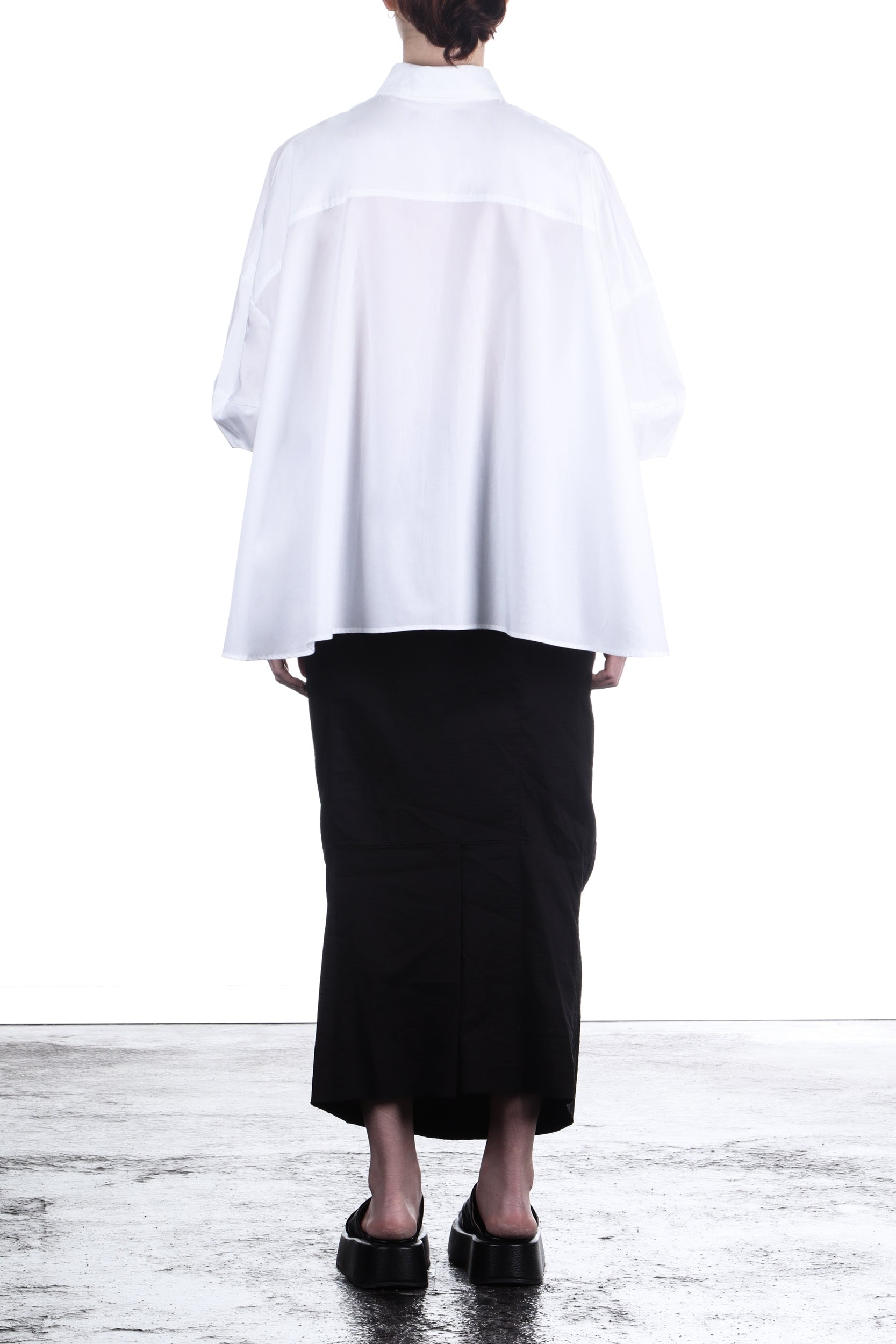 Rundholz Damen Bluse Baumwolle oversized weiß