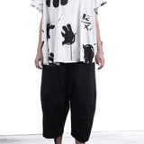 Rundholz Damen Kurzarm Shirt Oversize nessel print