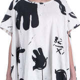 Rundholz Damen Kurzarm Shirt Oversize nessel print