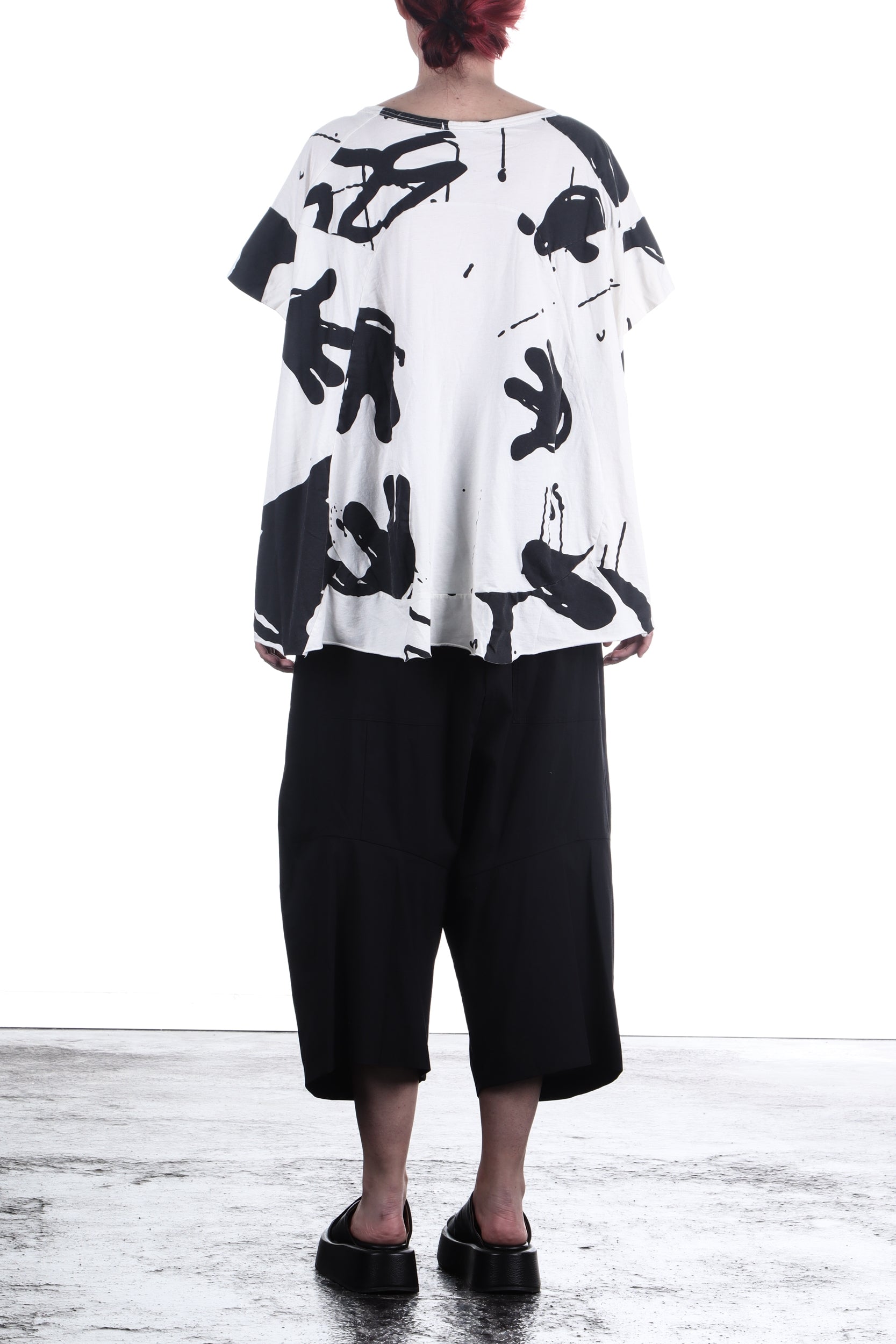 Rundholz Damen Kurzarm Shirt Oversize nessel print