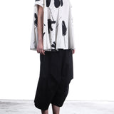 Rundholz Damen Kurzarm Shirt Oversize nessel print