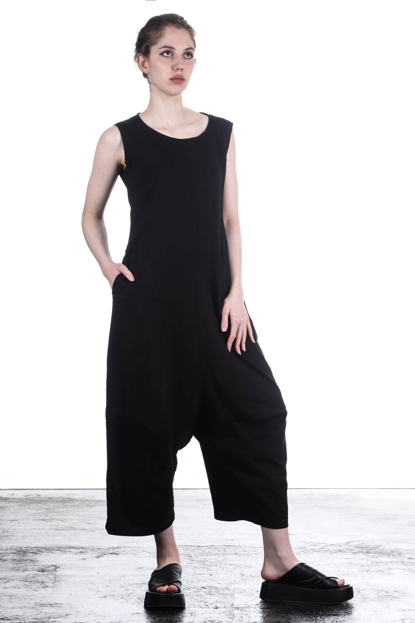 Rundholz Damen Stretch-Overall Baumwolle schwarz