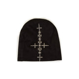 Lonnet Veloursleder Mütze Beanie KREUZ schwarz