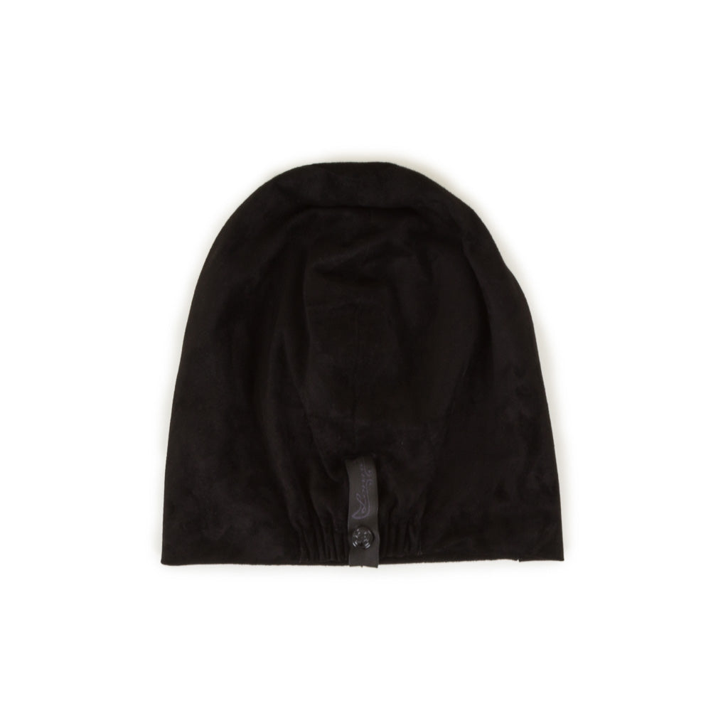 Lonnet Veloursleder Mütze Beanie KREUZ schwarz