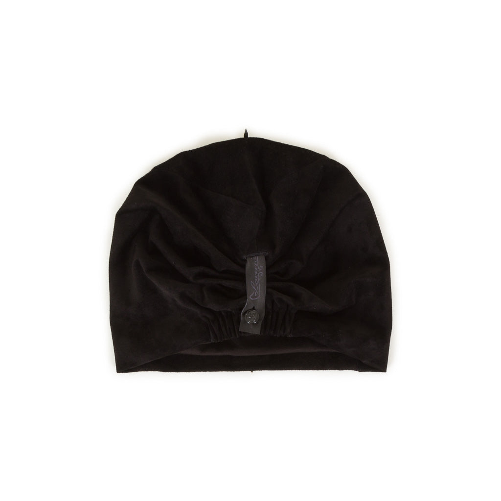 Lonnet Veloursleder Mütze Beanie KREUZ schwarz