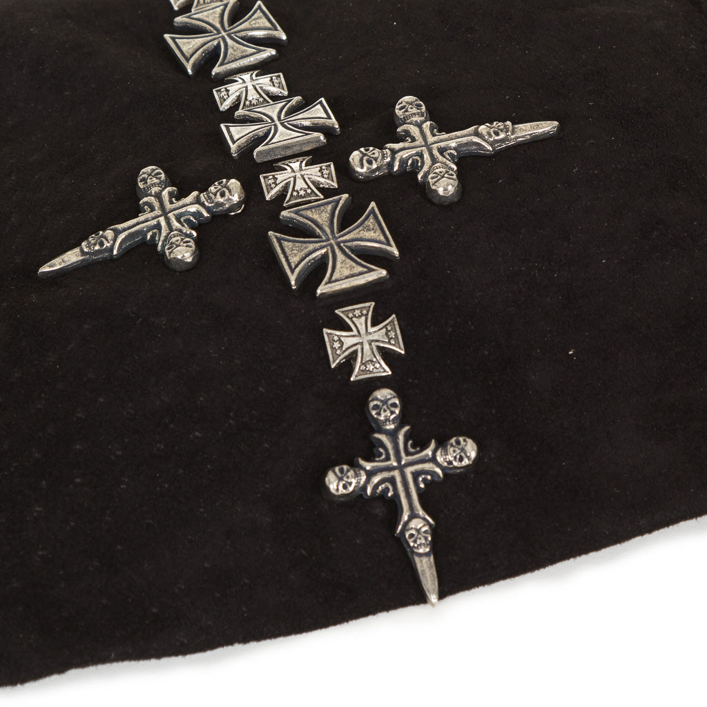 Lonnet Veloursleder Mütze Beanie KREUZ schwarz