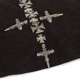 Lonnet Veloursleder Mütze Beanie KREUZ schwarz