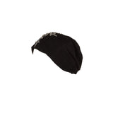 Lonnet Veloursleder Mütze Beanie KREUZ schwarz