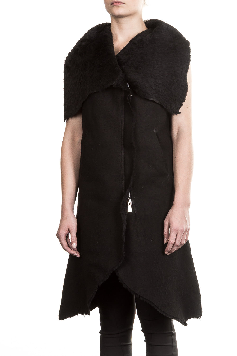 10sei0otto Damen Lederweste Avantgarde schwarz