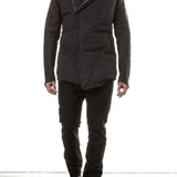 10sei0otto Herren Leder Daunenjacke mit Kapuze schwarz
