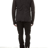 10sei0otto Herren Leder Daunenjacke mit Kapuze schwarz