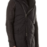 10sei0otto Herren Leder Daunenjacke mit Kapuze schwarz
