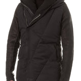10sei0otto Herren Leder Daunenjacke mit Kapuze schwarz