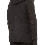 10sei0otto Herren Leder Daunenjacke mit Kapuze schwarz