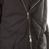 10sei0otto Herren Leder Daunenjacke mit Kapuze schwarz