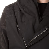 10sei0otto Herren Leder Daunenjacke mit Kapuze schwarz