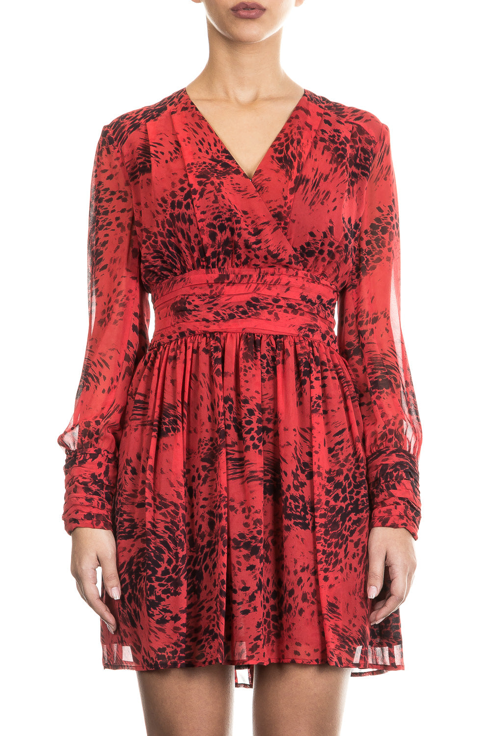 Pierre Balmain Seidenkleid Leo Print rot
