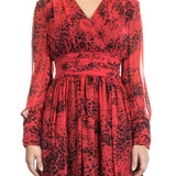 Pierre Balmain Seidenkleid Leo Print rot