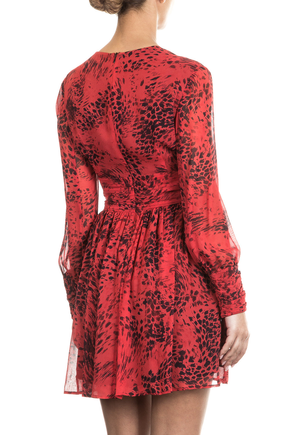Pierre Balmain Seidenkleid Leo Print rot