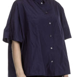 Katharina Hovman Damen Bluse oversized blau