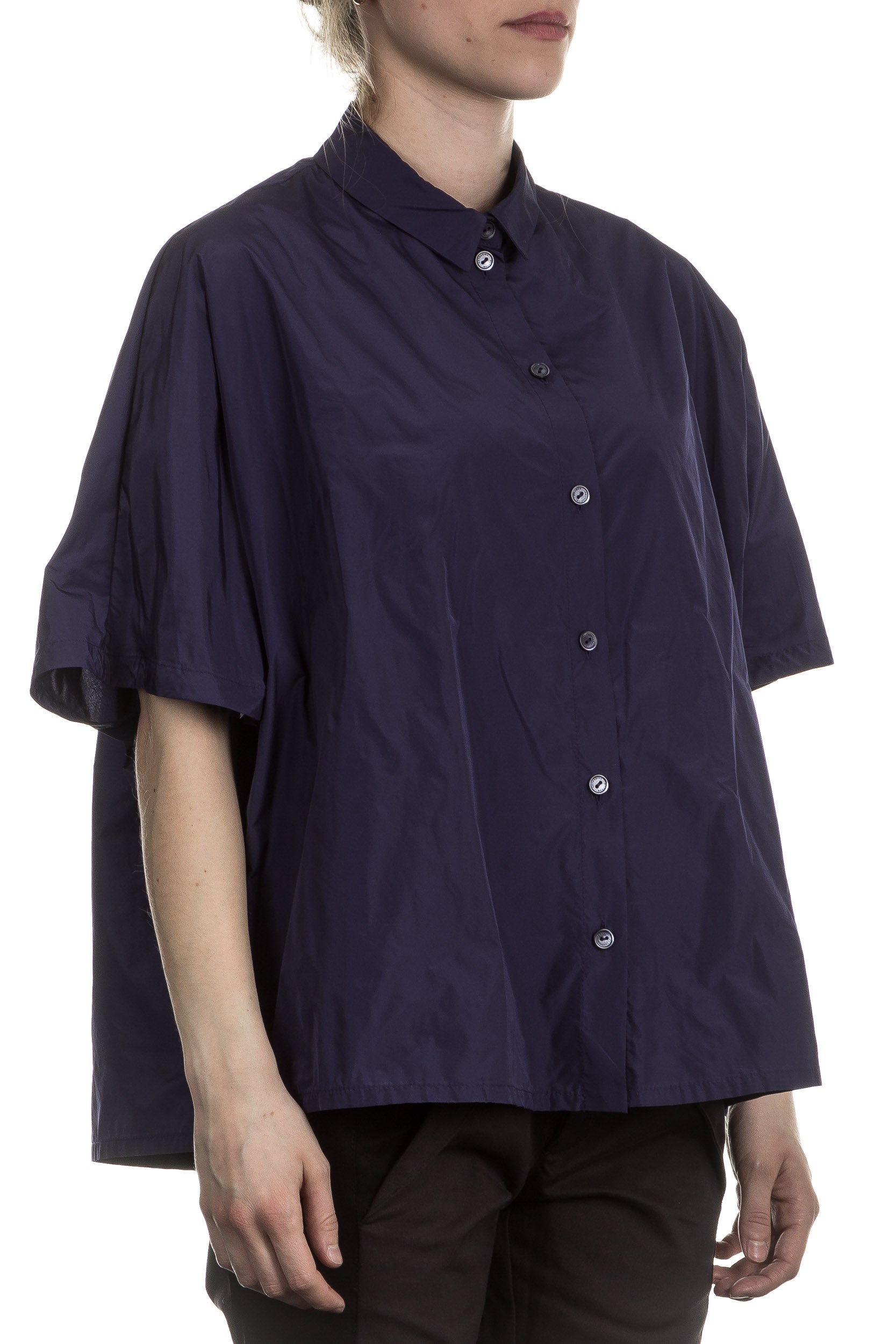 Katharina Hovman Damen Bluse oversized blau