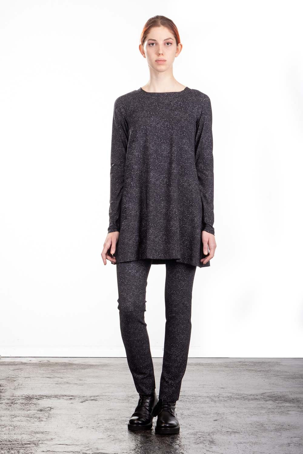 Schella Kann 2 Damen Langarm Kleid Alloverprint grau