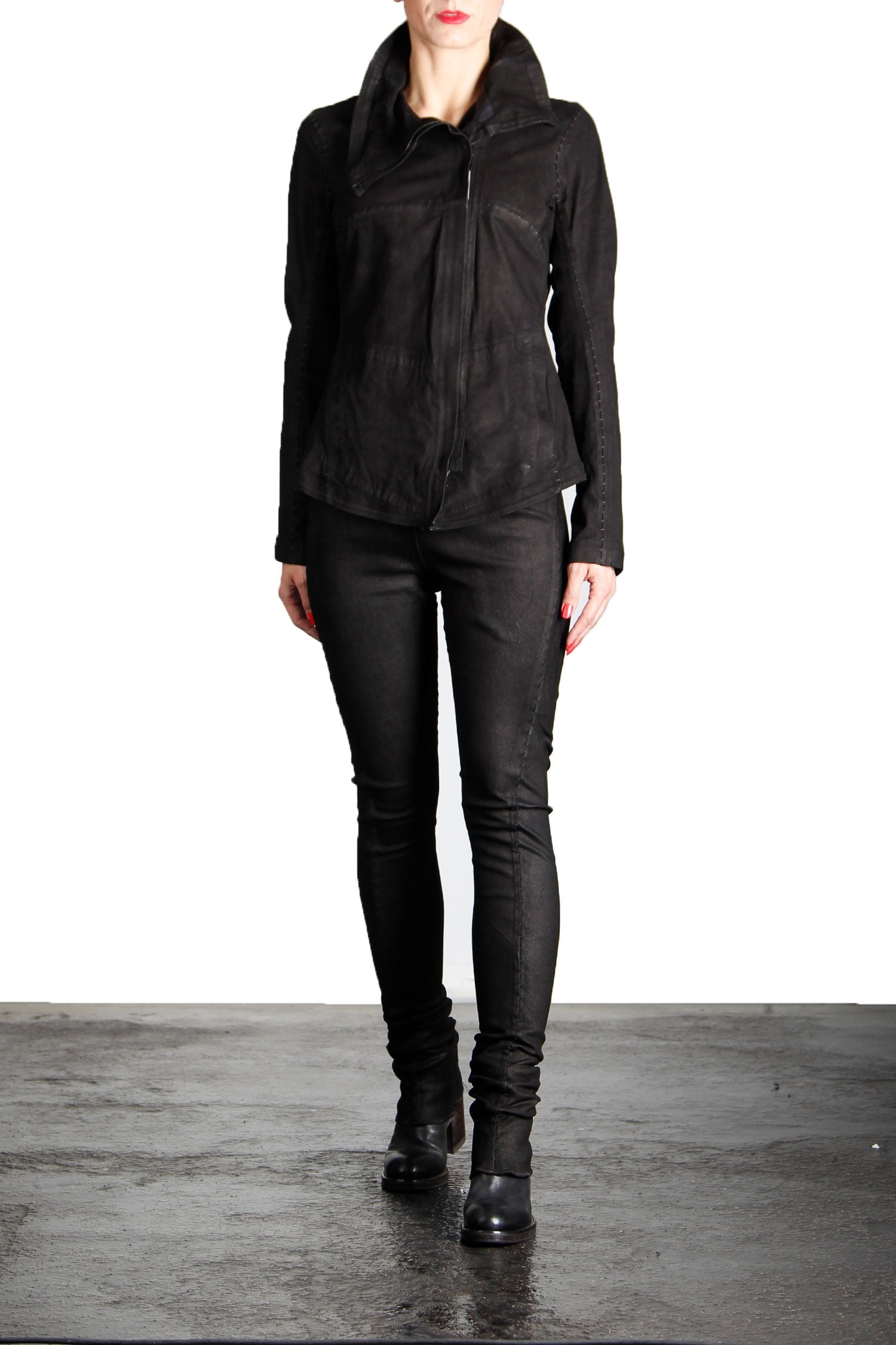 Isaac Sellam Damen Leder Hose schwarz