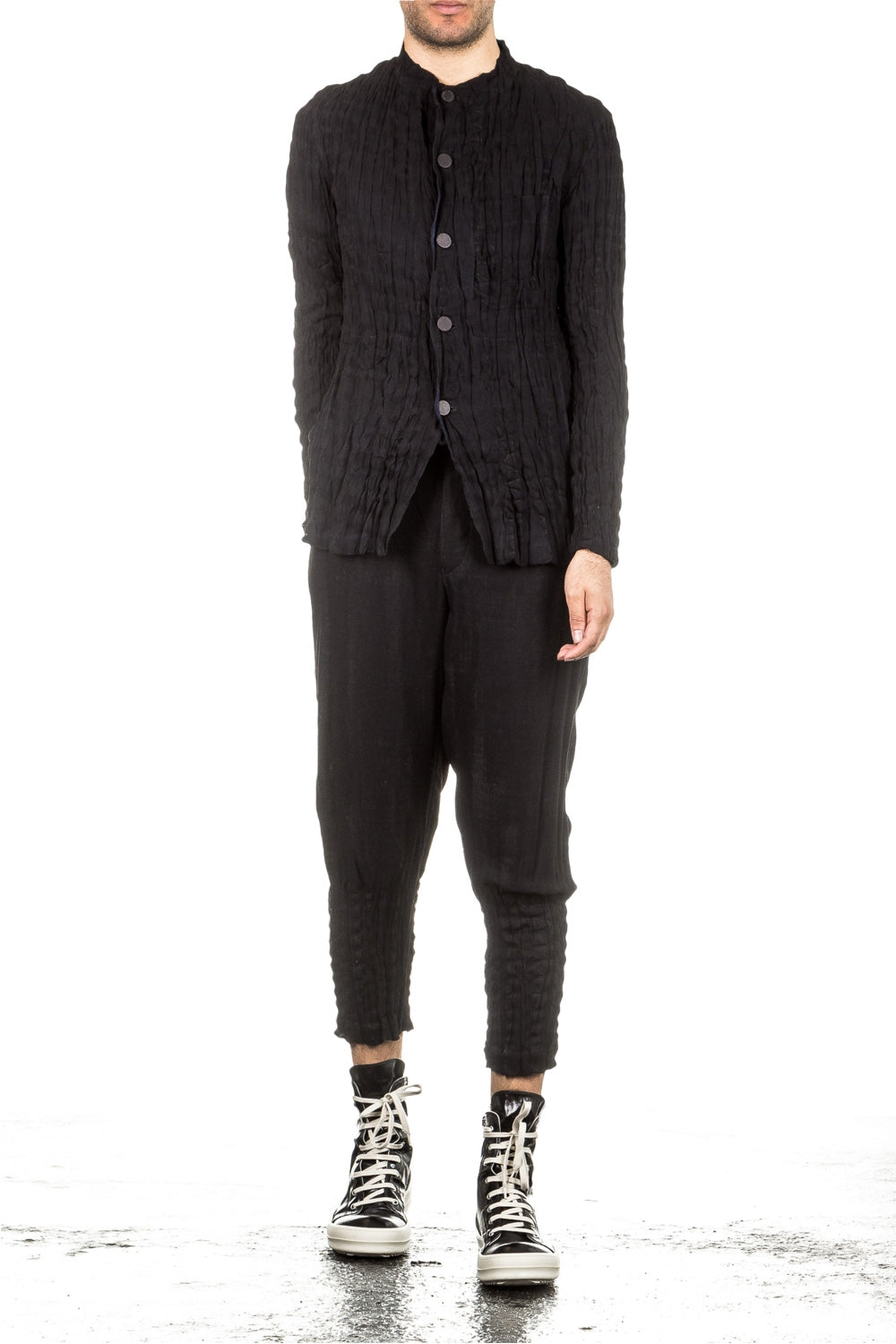 ISSEY MIYAKE Herren 7/8 Hose Crashed Look schwarz