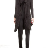 Claudio Cutuli Damen Lederweste Used Look Avantgarde schwarz