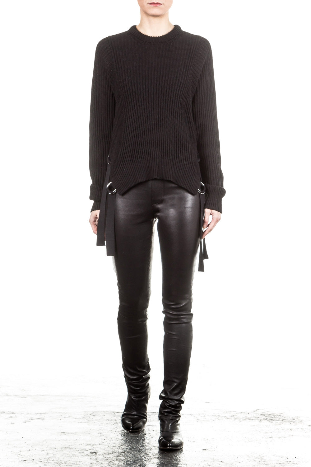 Helmut Lang Damen Strickcape Ripp schwarz