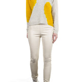 Helmut Lang Damen Leder Leggings creme