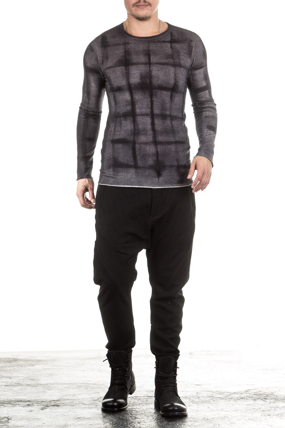 Masnada Herren Kaschmir Pullover grid anthrazit