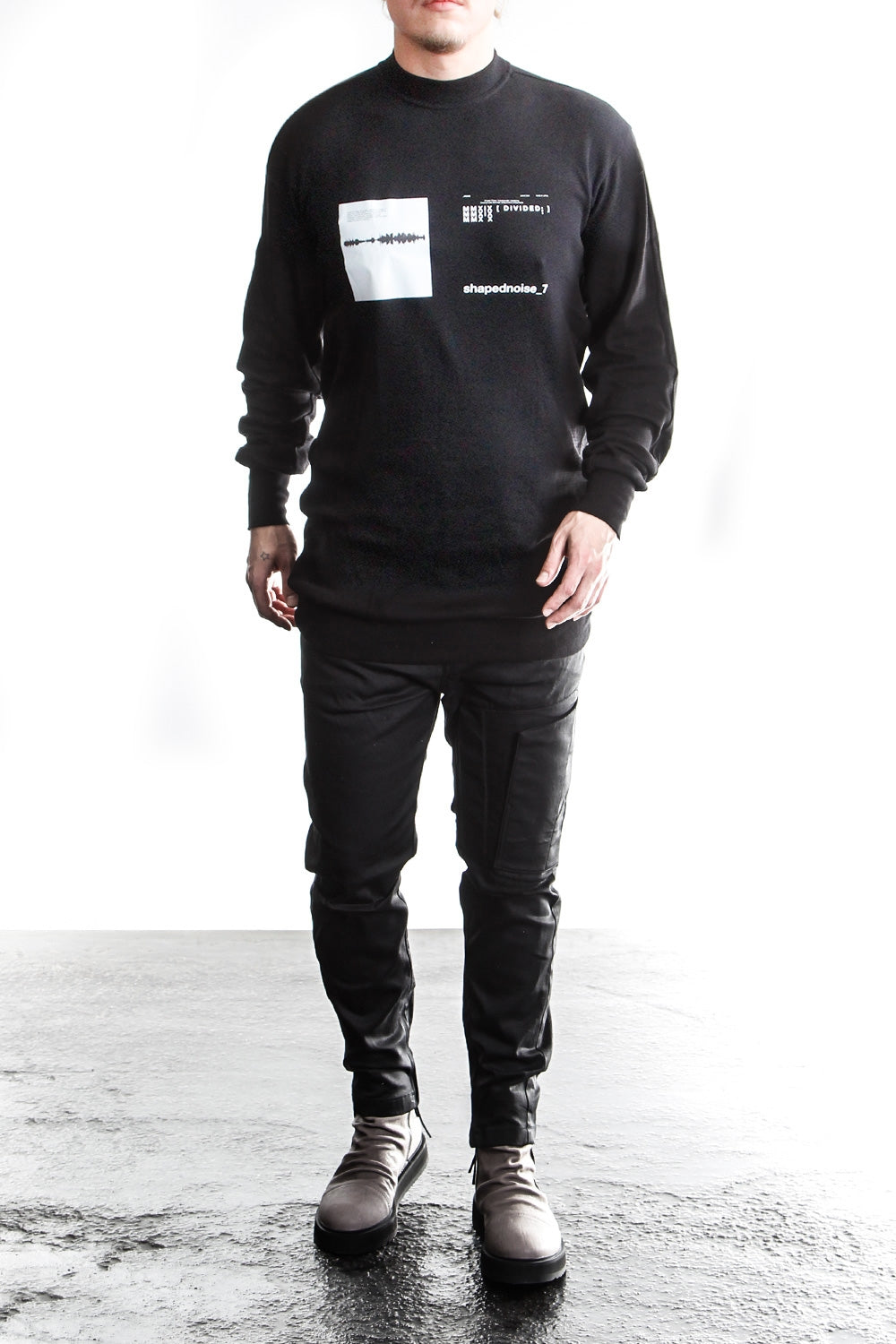 Julius Herren Oversized Langarm Shirt schwarz