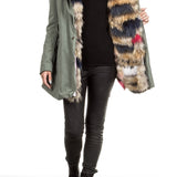 Jet Set Damen Parka mit Innenfutter aus Fell ZUKO grün