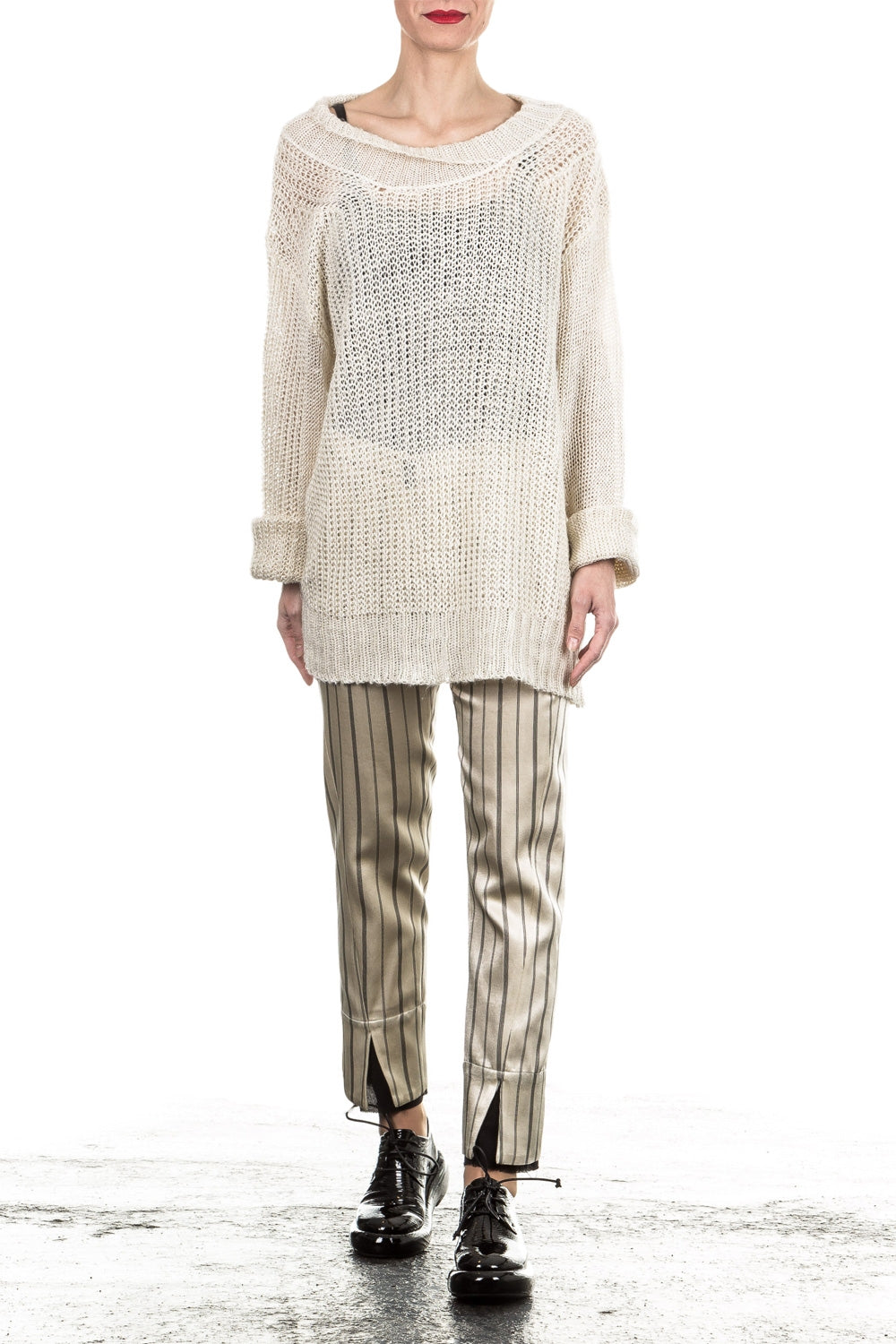 Ann Demeulemeester Unisex Grobstrick Pullover beige