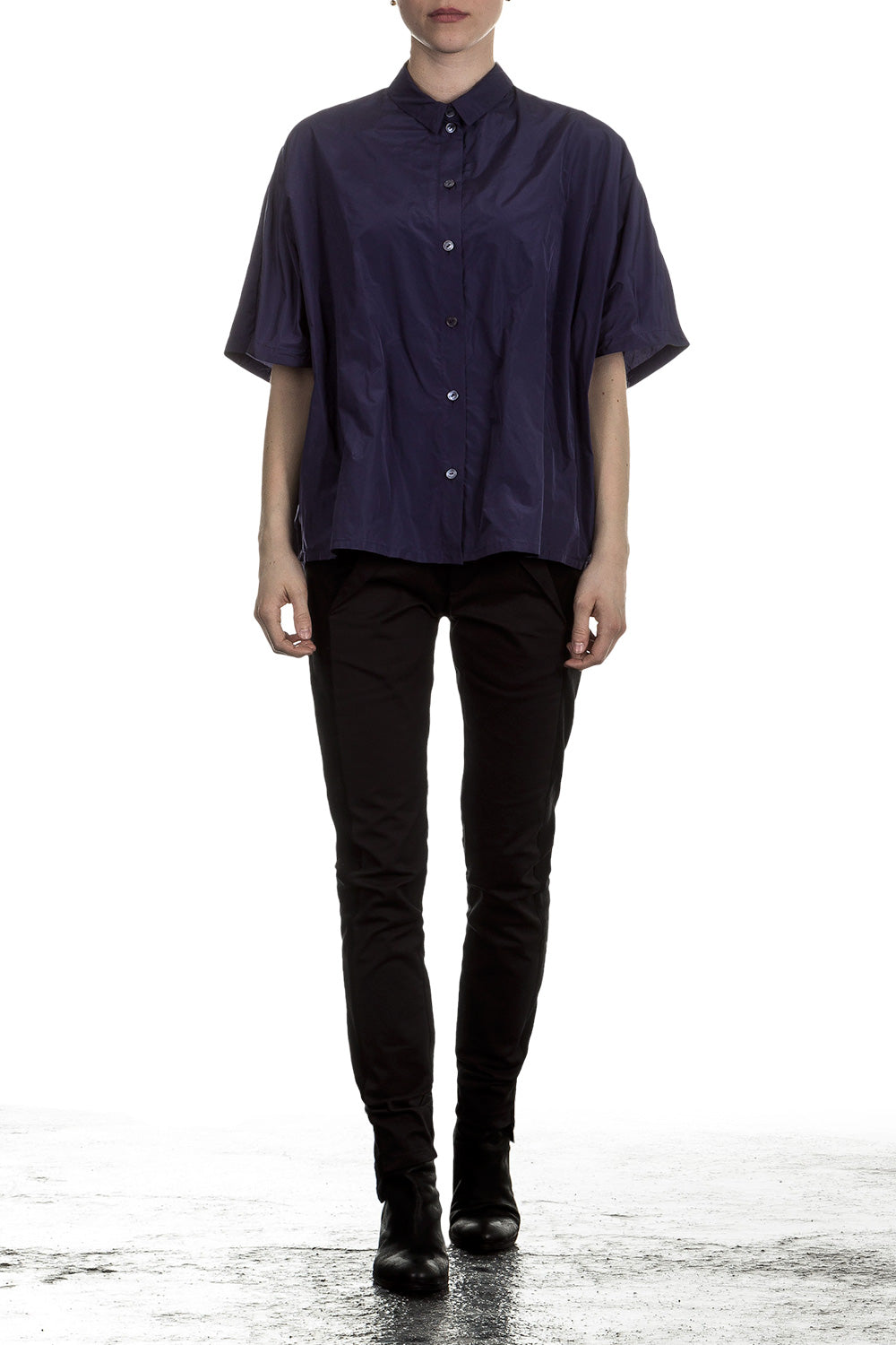 Katharina Hovman Damen Bluse oversized blau