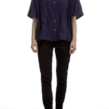 Katharina Hovman Damen Bluse oversized blau