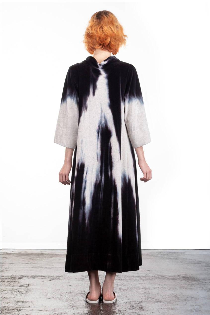 Gilda Midani Damen Samtkleid Cocoon schwarz weiss