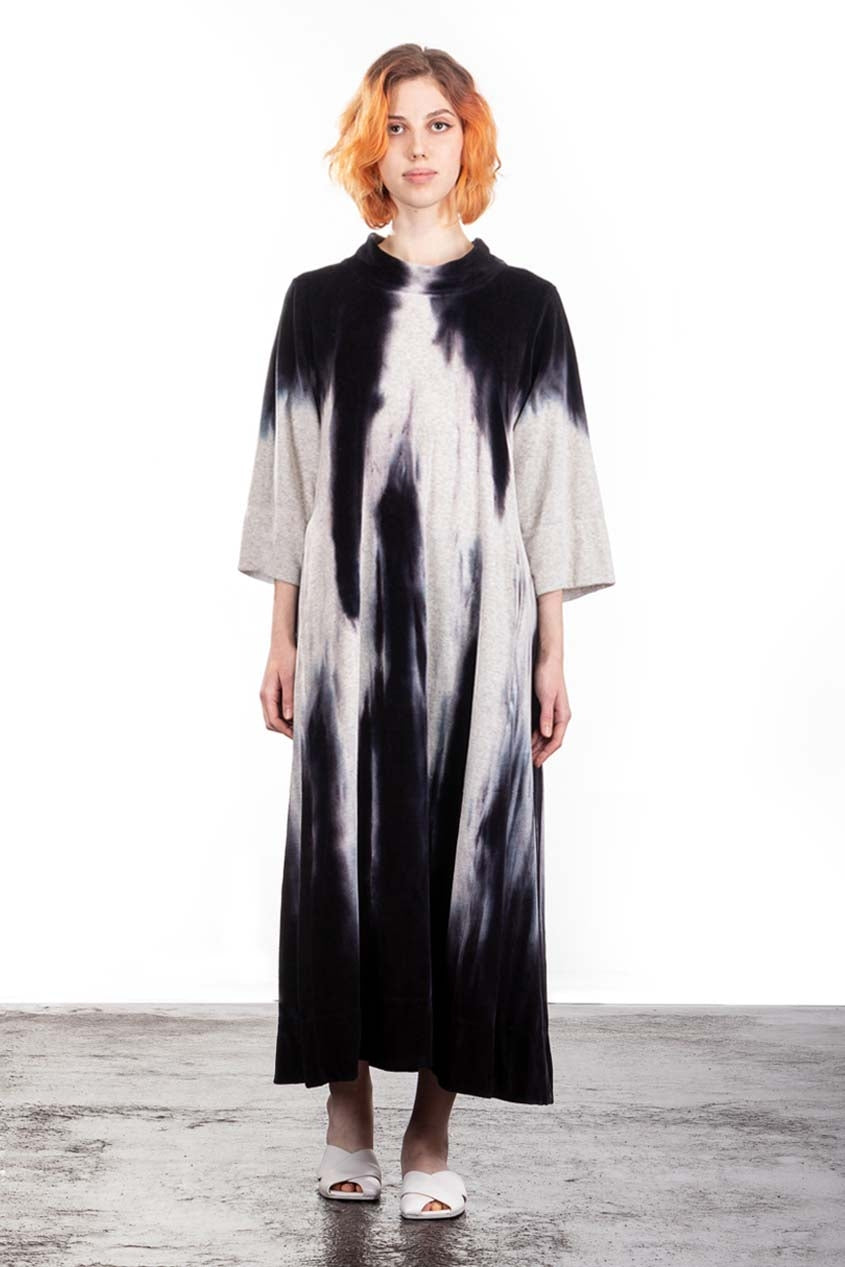 Gilda Midani Damen Samtkleid Cocoon schwarz weiss