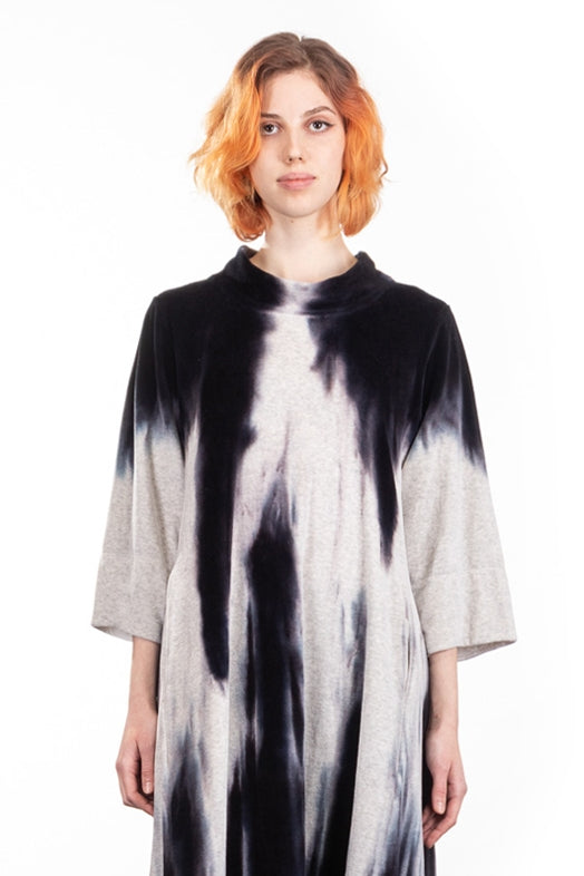 Gilda Midani Damen Samtkleid Cocoon schwarz weiss