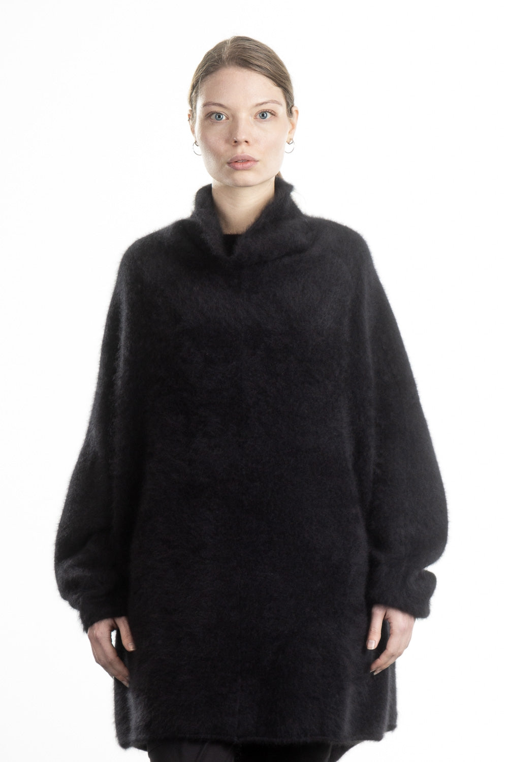 Rundholz Damen Strick Tunika oversized schwarz