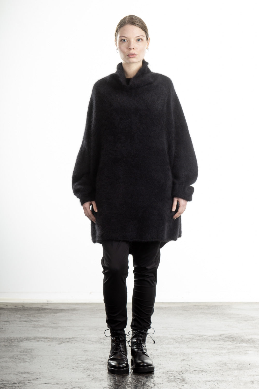 Rundholz Damen Strick Tunika oversized schwarz