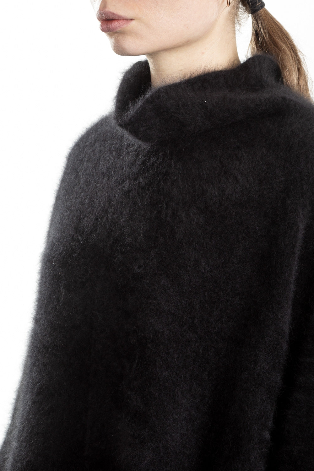 Rundholz Damen Strick Tunika oversized schwarz