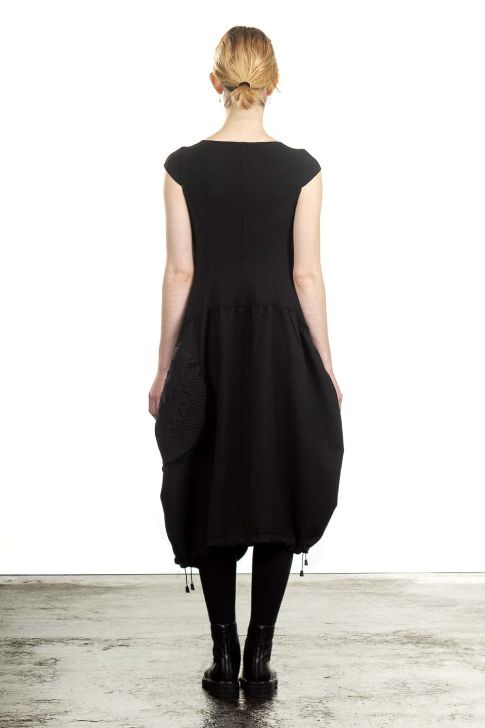 Rundholz Damen Midikleid Avantgarde schwarz
