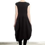Rundholz Damen Midikleid Avantgarde schwarz