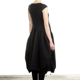 Rundholz Damen Midikleid Avantgarde schwarz