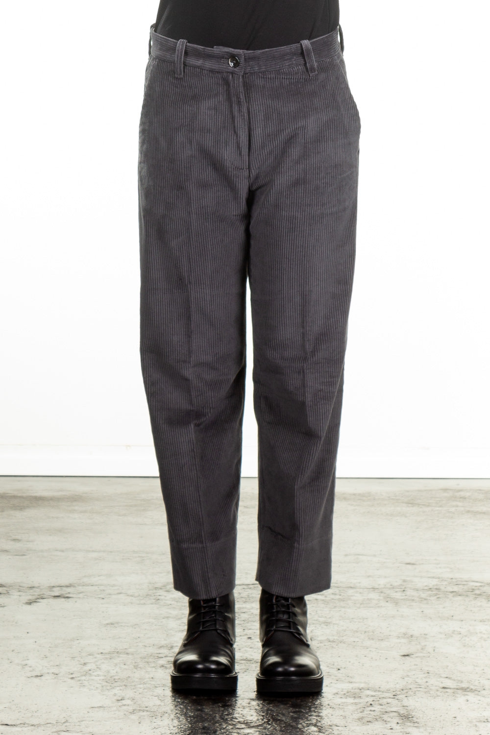 Nine In The Morning Damen Cropped Cordhose Lavinia anthrazit