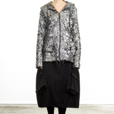 Rundholz DIP Damen Kapuzenjacke Pailletten silber